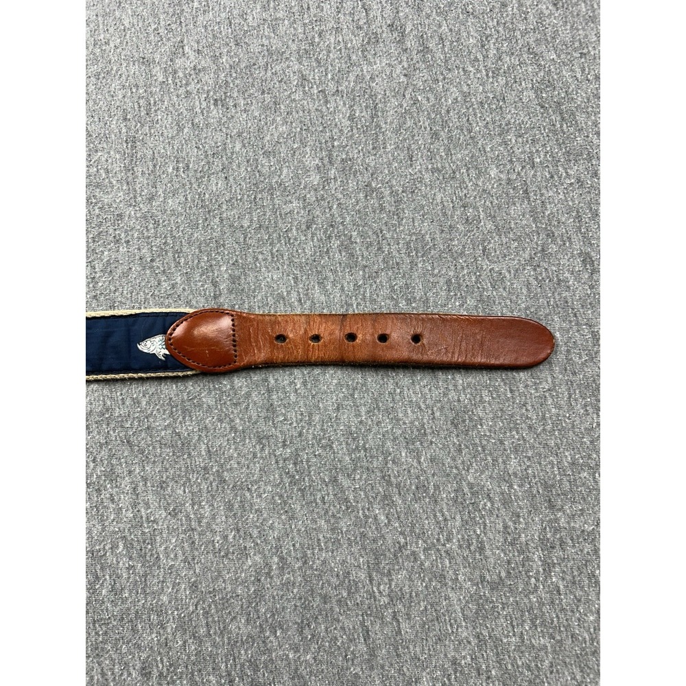 Leather Man Ltd World Wide Sportsman Canvas Belt‎ Blue Fish Men's 42 - Picture 4 of 10